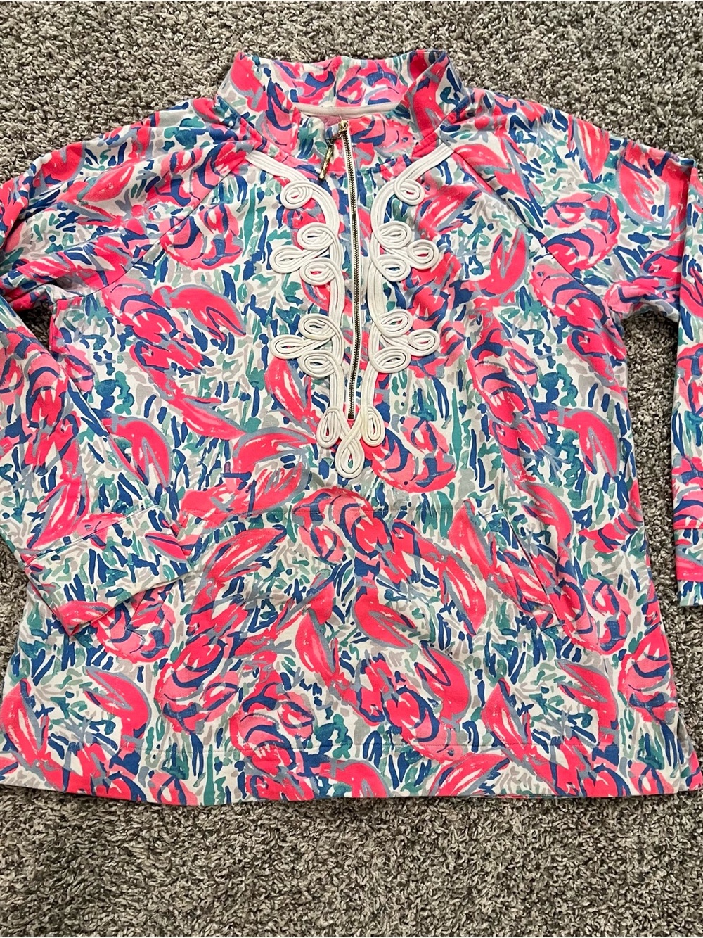 Lilly Pulitzer Skipper Popover Lobster theme “Cracked Up” and “Cosmic Coral”